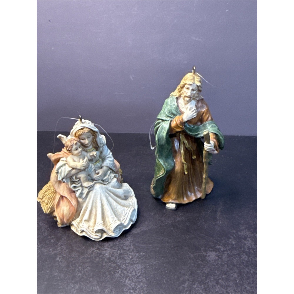 Dept56 NATIVITY 2 PieceOrnament Set: Mary W/Baby Jesus & Joseph